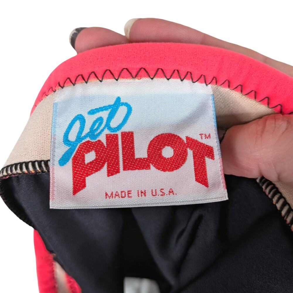 Vintage 80s Jet Pilot Neoprene Scuba Bikini Set High Cut Surf Swimsuit Top S - Picture 12 of 13